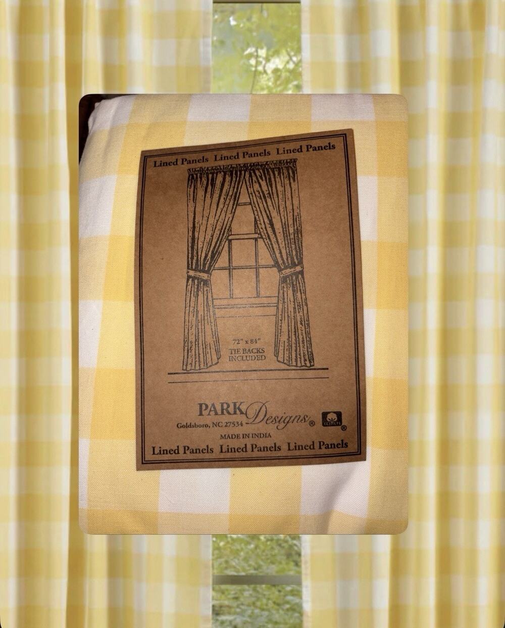Park Designs Wicklow Yellow Drapes 2 Panel 84” X 72” Primitive Curtains New Tie
